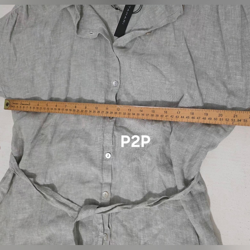 Tahari 100 % Linen Midi Shirt Dress XL NWT - Picture 14 of 14